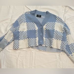 Blue checkered cardigan